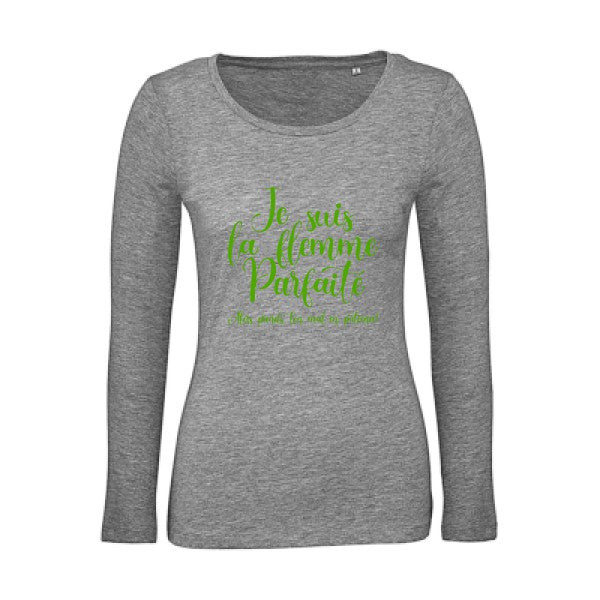 La flemme parfaite Vert pomme |   T shirt manches longues femme|100% bio