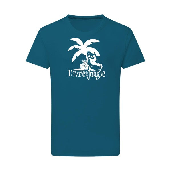 L'ivre de la jungle Blanc -Flex Blanc sur T-shirt SG  Petrol  2XL