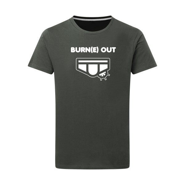 Burn(e) Out Blanc -Flex Blanc sur T-shirt SG  Charcoal  5XL