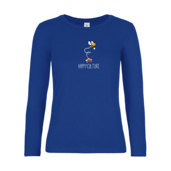 t-shirt lsl femme happy-  Royal Blue flex 