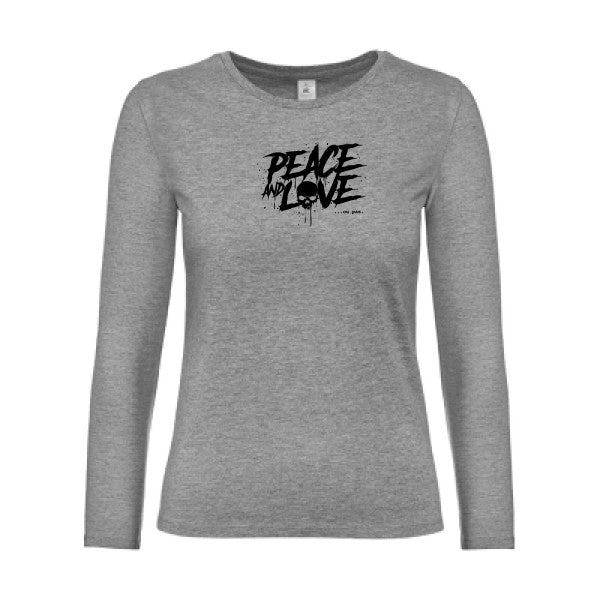t-shirt lsl femme Peace-or-no-peace Sport Grey flex Noir