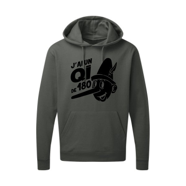 Quotient intellectuel |Sweat  capuche humoristique noir 