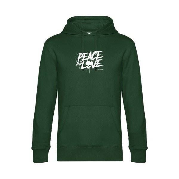 Peace-or-no-peace sweat shirt original Bottle Green flex Blanc impression Face