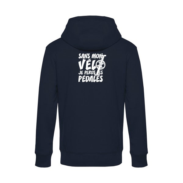Sans-mon-velo-je-perds-les-pedales sweat shirt original Navy Blue flex Blanc impression Dos