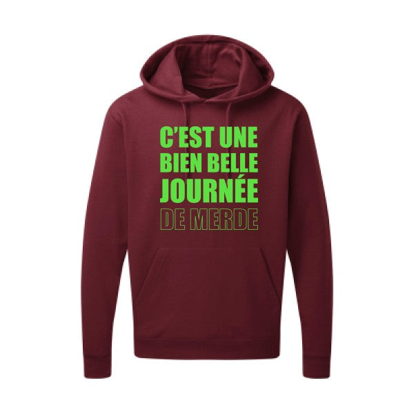 Journée de m... Vert fluo |Sweat capuche imprimé homme