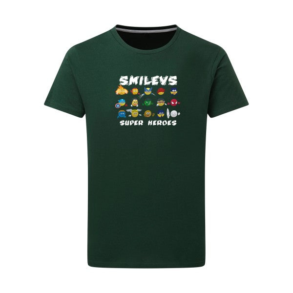 T-shirt homme Super Smileys - T-shirt rigolo avec des smileys expressifs Bottle Green L