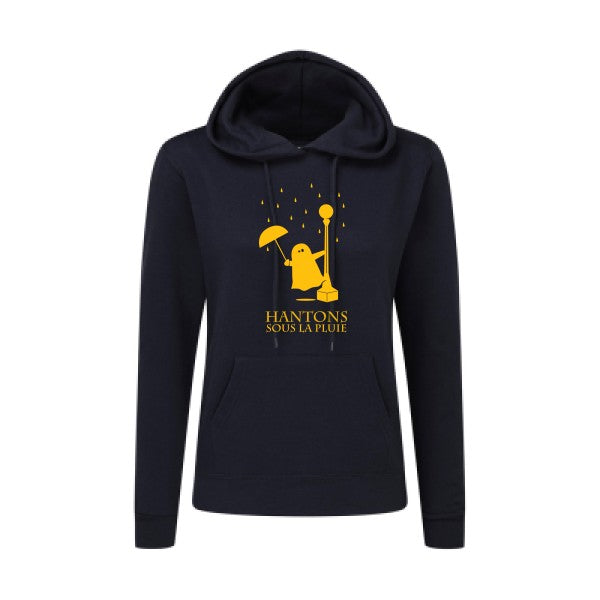 Hantons sous la pluie jaune Or |Sweat original à capuche Femme