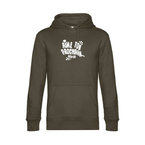 Aime-ton-prochain sweat shirt original Khaki flex Blanc impression Face