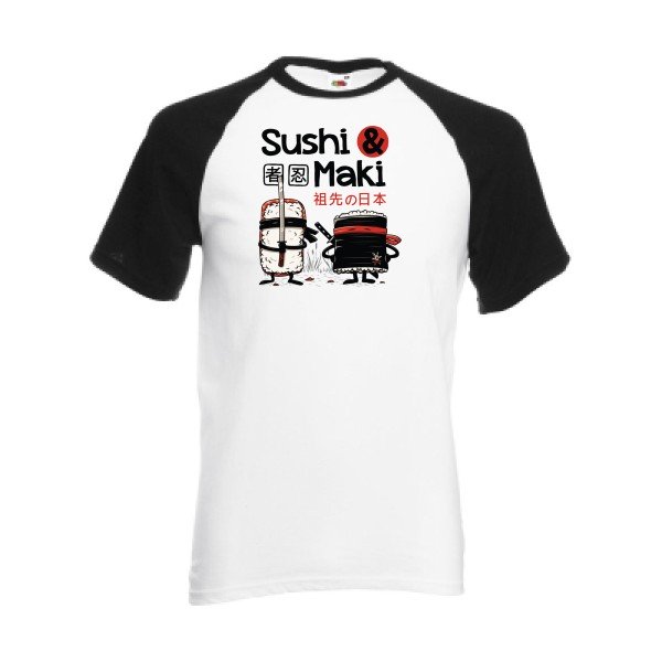 T-shirt fruit of the loom baseball  couleur White/Black
