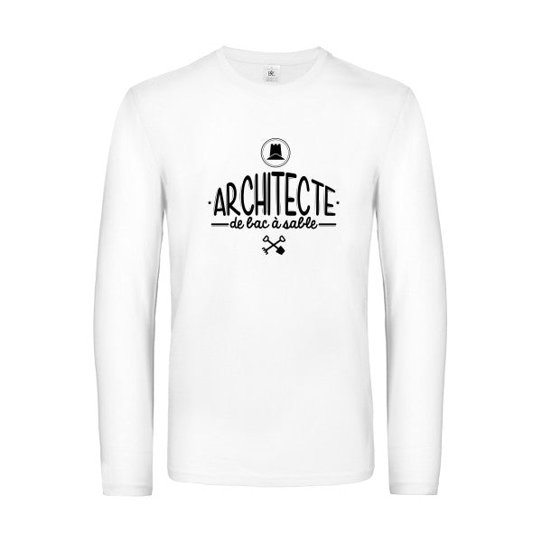 architecte de bac a sable - t shirt- manches- longues- original- humour- White impression Face
