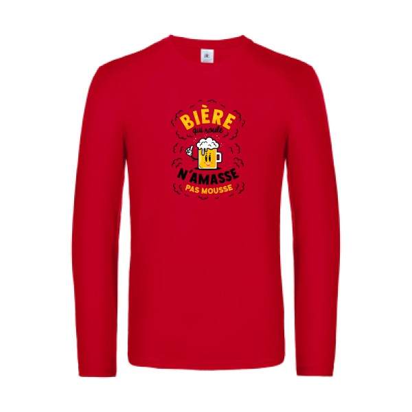 biere-qui-roule-t-shirt-manches-longues-original-humour -Red