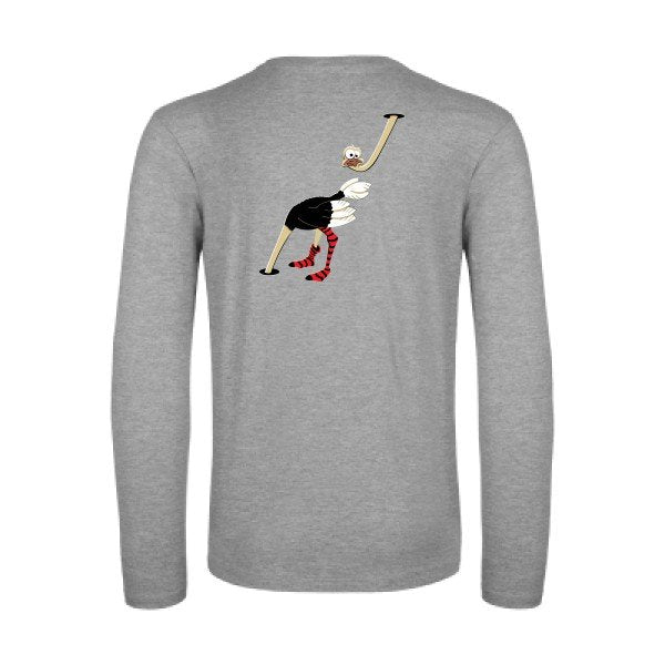 autruche-t-shirt-manches-longues-original-humour -Sport Grey