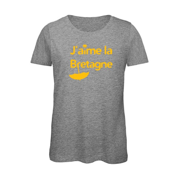 T shirt humour bio femme   femme bio|J'aime la Bretagne jaune Or 