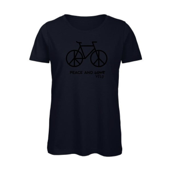 T shirt humour bio femme   femme bio|Peace and vÃ©lo Noir 