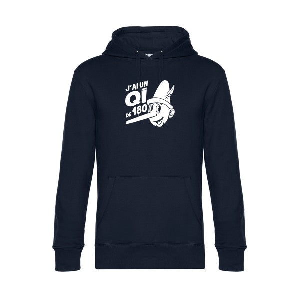 Quotient-intellectuel sweat shirt original Navy Blue flex Blanc impression Face