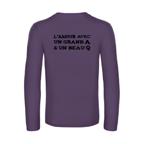 l amour avec un grand a et un beau q  - t shirt- manches- longues- original- humour- Urban Purple impression Dos
