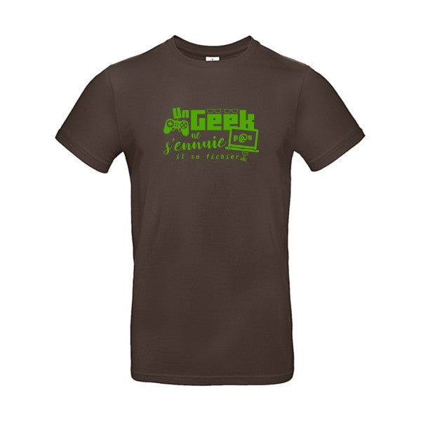 Un geek ne s'ennuie pas Flex Vert pomme |E190 T-shirt|Brown||2XL