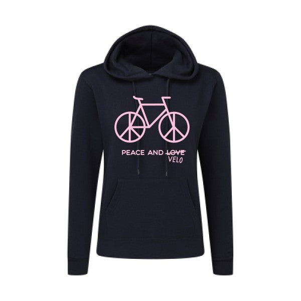 Peace and vélo Rose |Sweat original à capuche Femme