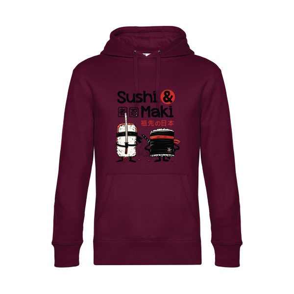 Sushi-et-Maki- Sweat à capuche original Burgundy - RueDuTeeshirt