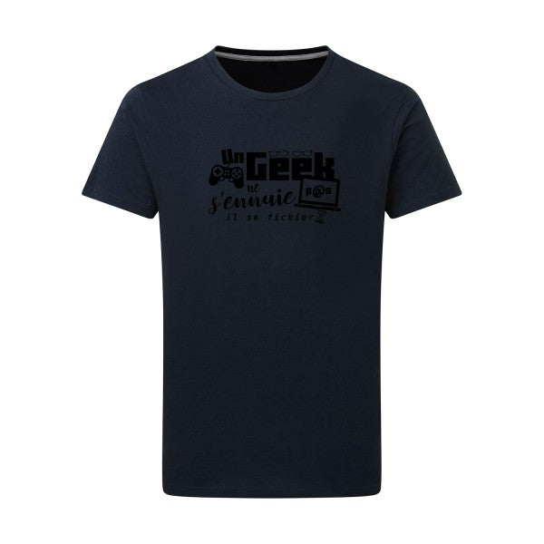 Un geek ne s'ennuie pas - Flex noir Tshirt original Navy  5XL