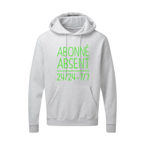 Abonné absent Vert fluo |Sweat capuche imprimé homme