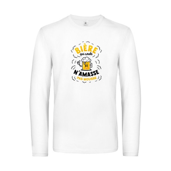 biere-qui-roule-t-shirt-manches-longues-original-humour -White