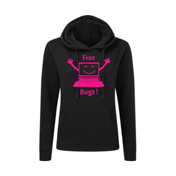 FREE BUGS ! Rose Fluo |Sweat original à capuche Femme