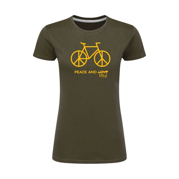 Peace and vélo jaune Or |T shirt original femme|SG