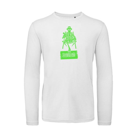 Y a-t-il une vie avant la mort ? Vert fluo |T shirt bio homme rigolo manches longues