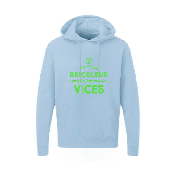 JE NE SUIS PAS BRICOLEUR Vert fluo |Sweat capuche imprimé homme