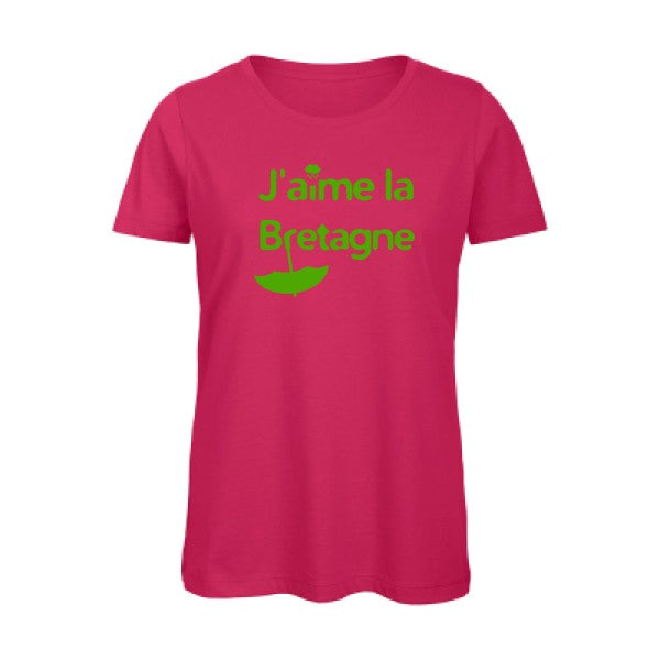 T shirt humour bio femme   femme bio|J'aime la Bretagne Vert pomme 