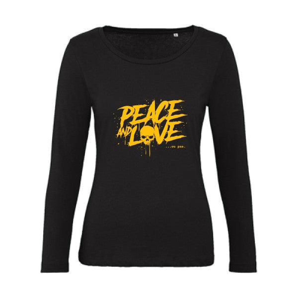 Peace or no peace jaune Or |   T shirt manches longues femme|100% bio