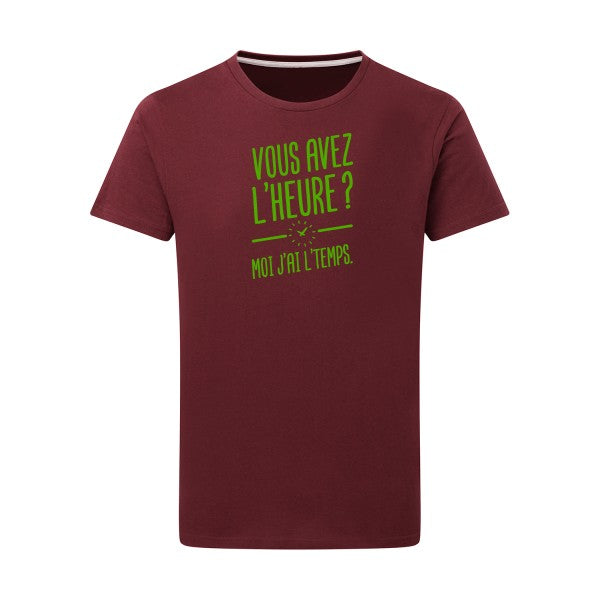 Vous avez l'heure? Moi j'ai l'temps. - Flex Vert pomme Tshirt original Burgundy  2XL