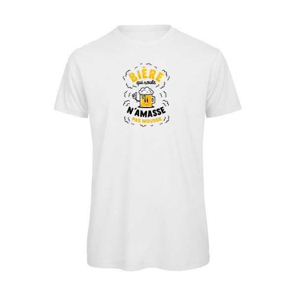 T-shirt humour original Biere Qui Roule T Shirt couleur White