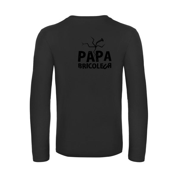 papa bricoleur - t shirt- manches- longues- original- humour- Black impression Dos