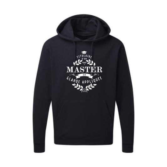 Master en glande appliquée Blanc |Sweat capuche imprimé homme