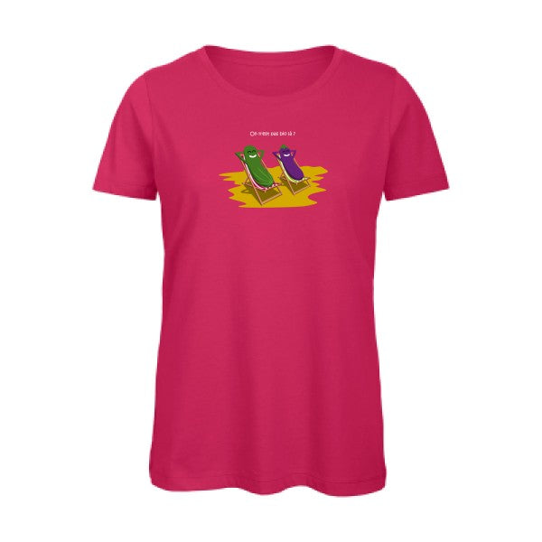 On-n-est-pas-bio-la-?- - t-shirt original femme Fuchsia