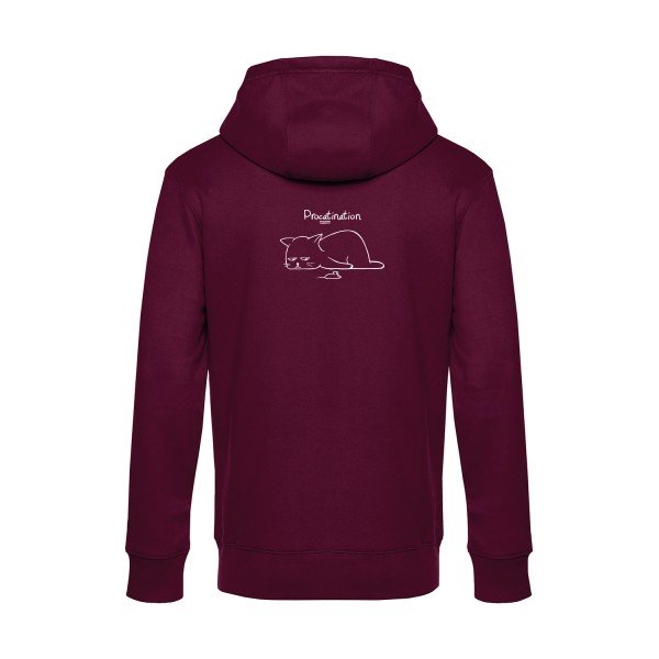 Procatination sweat shirt original Burgundy flex Blanc impression Dos