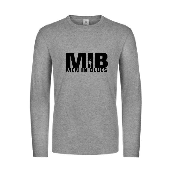 men in blues - t shirt- manches- longues- original- humour- Sport Grey impression Face