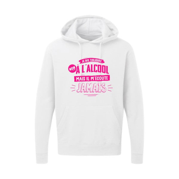 Non à l'alcool  |Sweat  capuche humoristique Rose fluo 