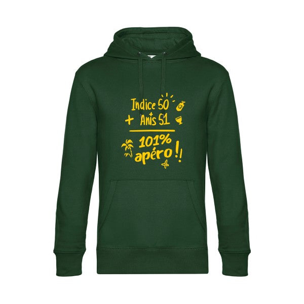 101-pourcent-apero-- Sweat à capuche original Bottle Green - RueDuTeeshirt