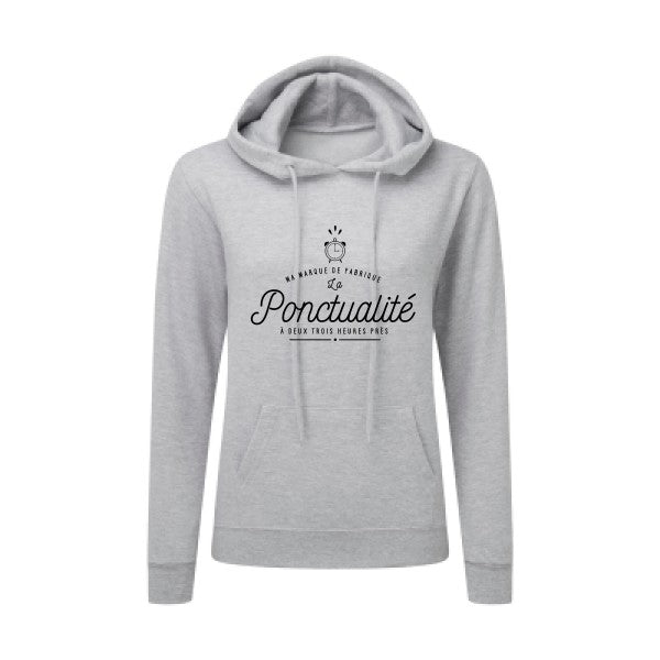 La Ponctualité Noir |Sweat original à capuche Femme