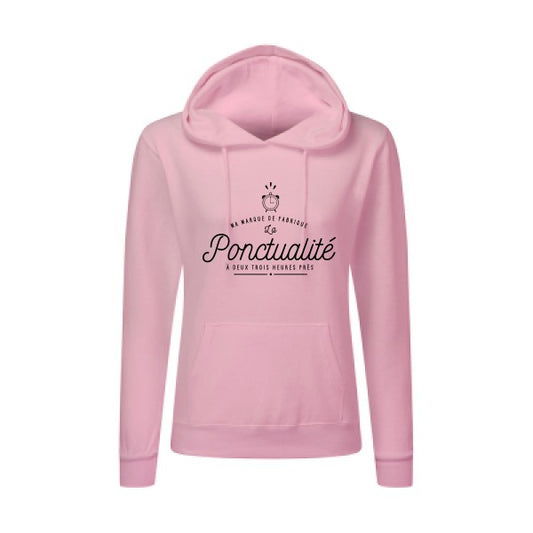 La Ponctualité Noir |Sweat original à capuche Femme