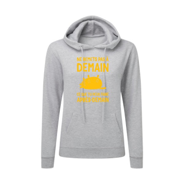 Ne remets pas à demain jaune Or |Sweat original à capuche Femme