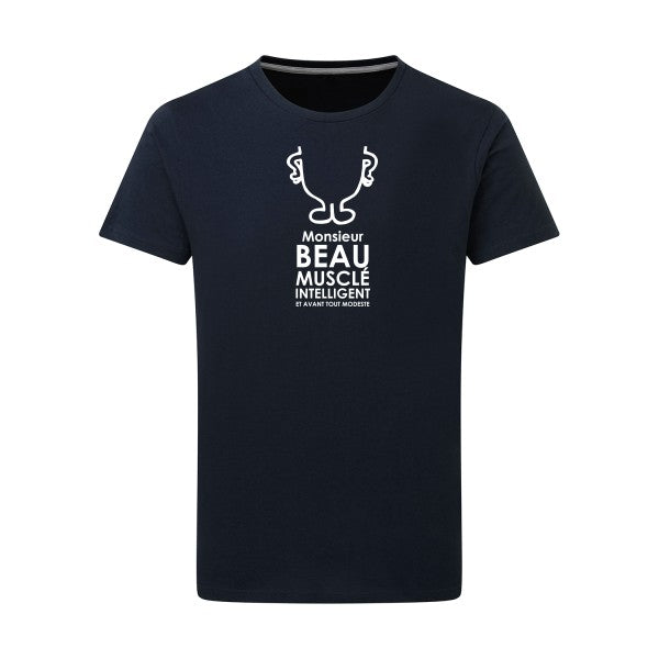 Monsieur Moi Blanc -Flex Blanc sur T-shirt SG  Navy  5XL