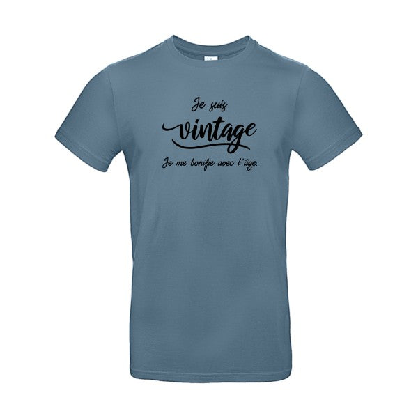 Je suis vintage  flex noir B&C - E190 T-shirt|Stone Blue||2XL