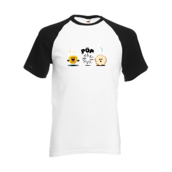 T-shirt fruit of the loom baseball  King of the POP  couleur White/Black
