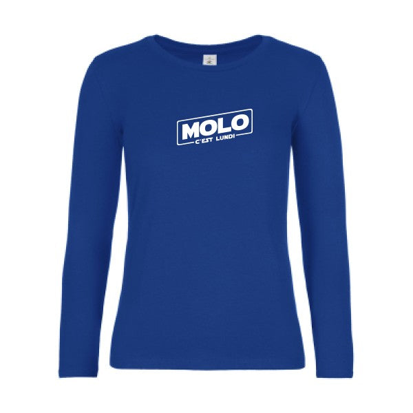 t-shirt lsl femme Molo-c-est-lundi Royal Blue flex blanc