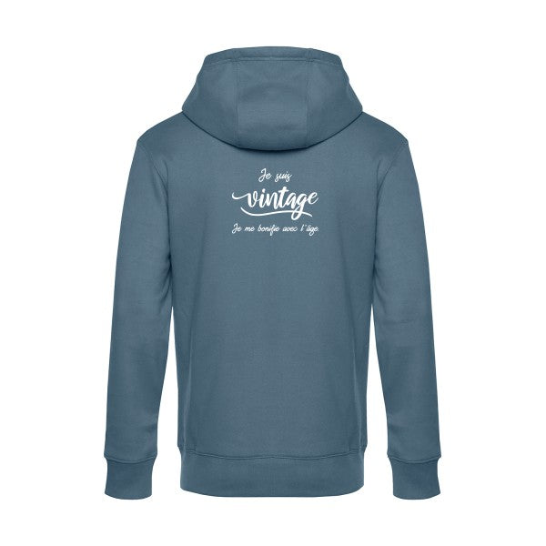 Je-suis-vintage- sweat shirt original nordic blue flex Blanc impression Dos