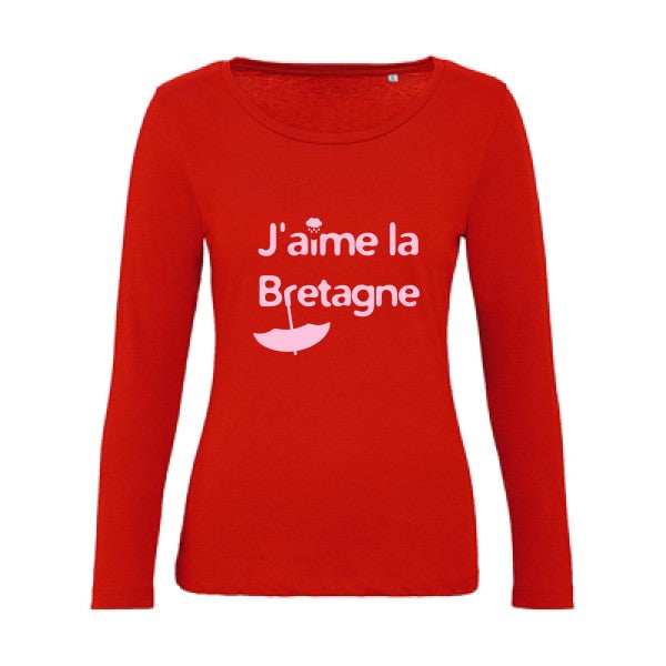 J'aime la Bretagne Rose |   T shirt manches longues femme|100% bio